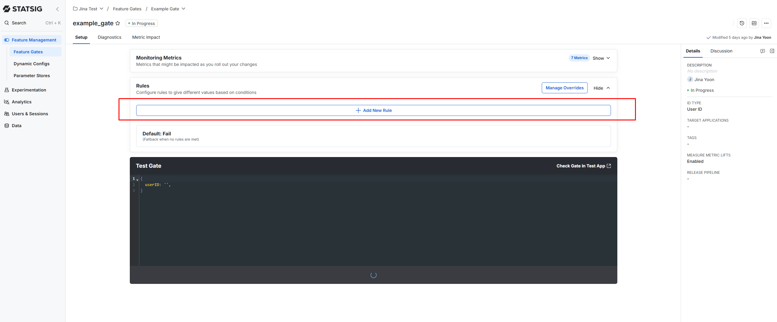 Add rule button interface