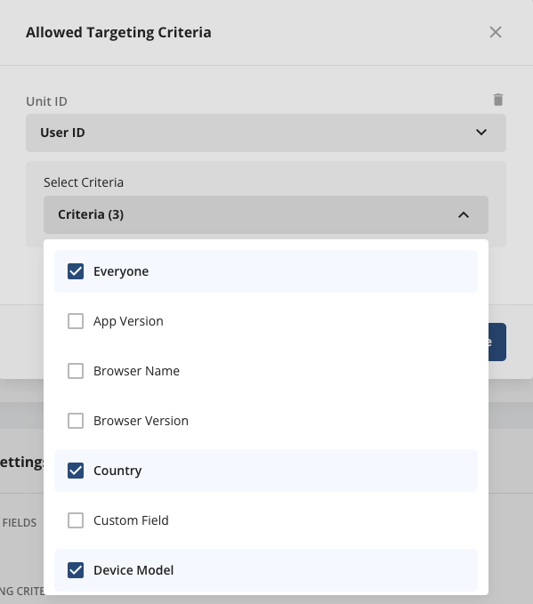 Allowed targeting criteria configuration for feature gates by ID type