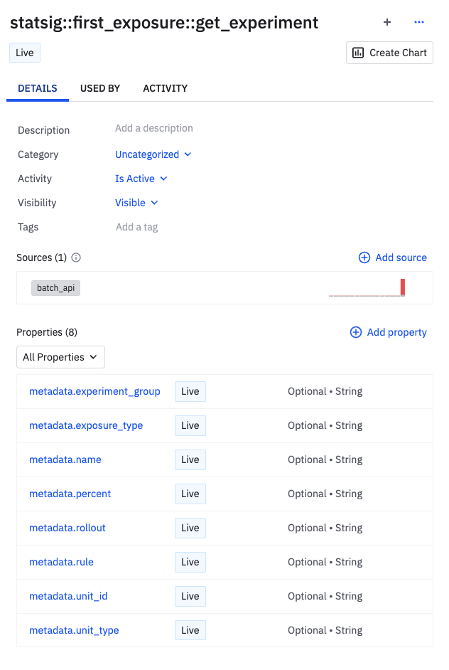 Example first exposure event in Amplitude log