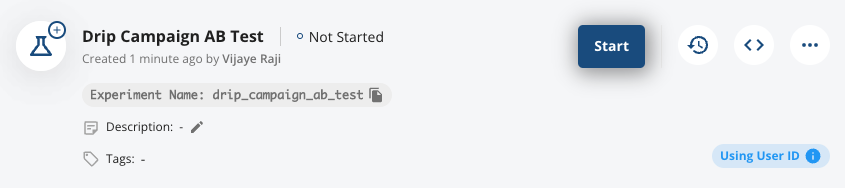 Experiment start confirmation