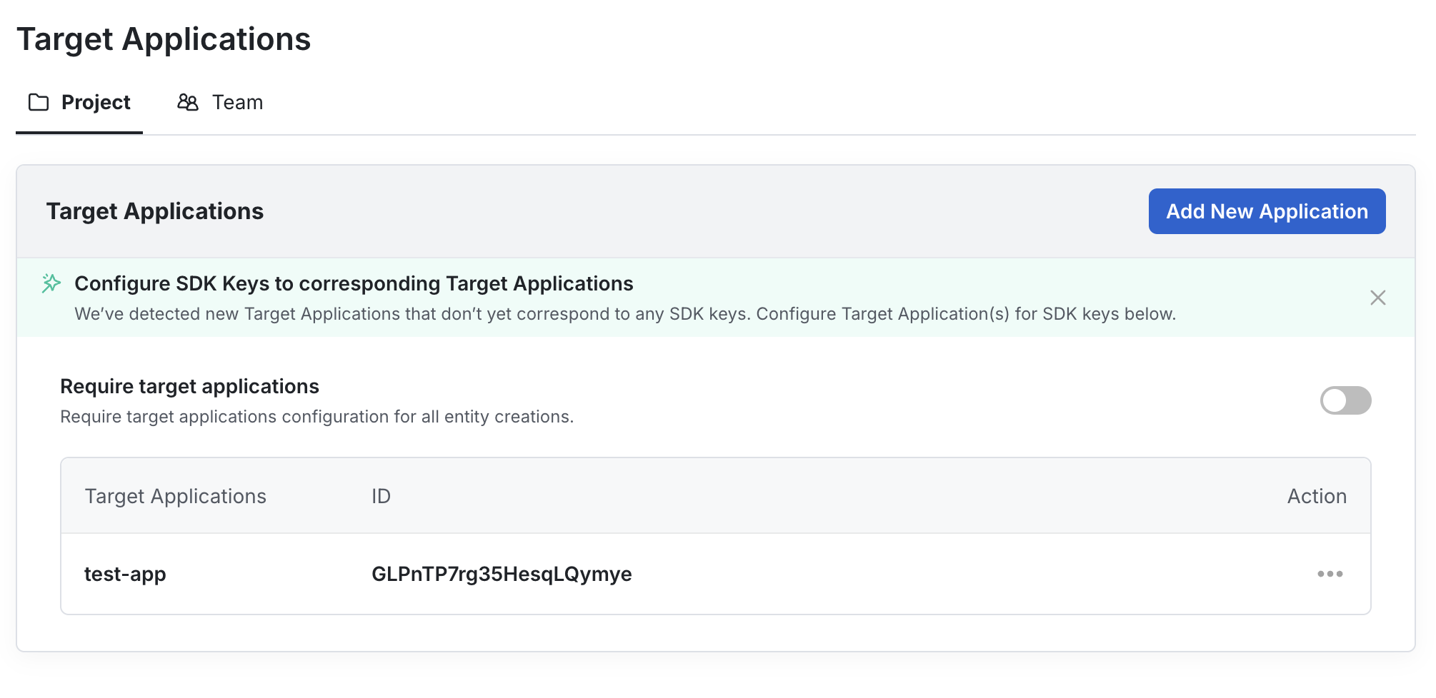 Target apps interface