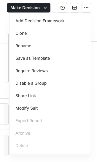 Experiment overflow menu showing Disable a Group option