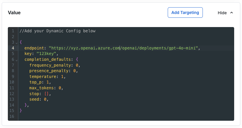 Dynamic Config properties configuration screen