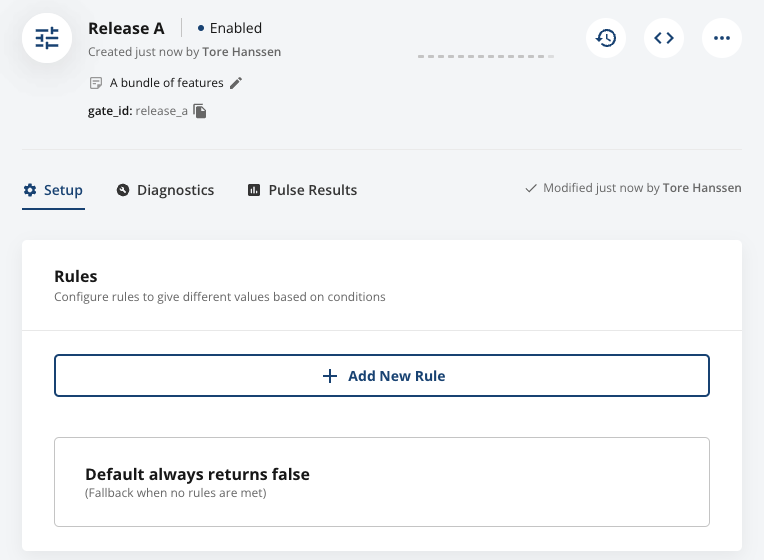 Release gate setup with no rules created yet