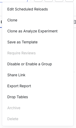Menu option to disable or enable a group in experiment controls