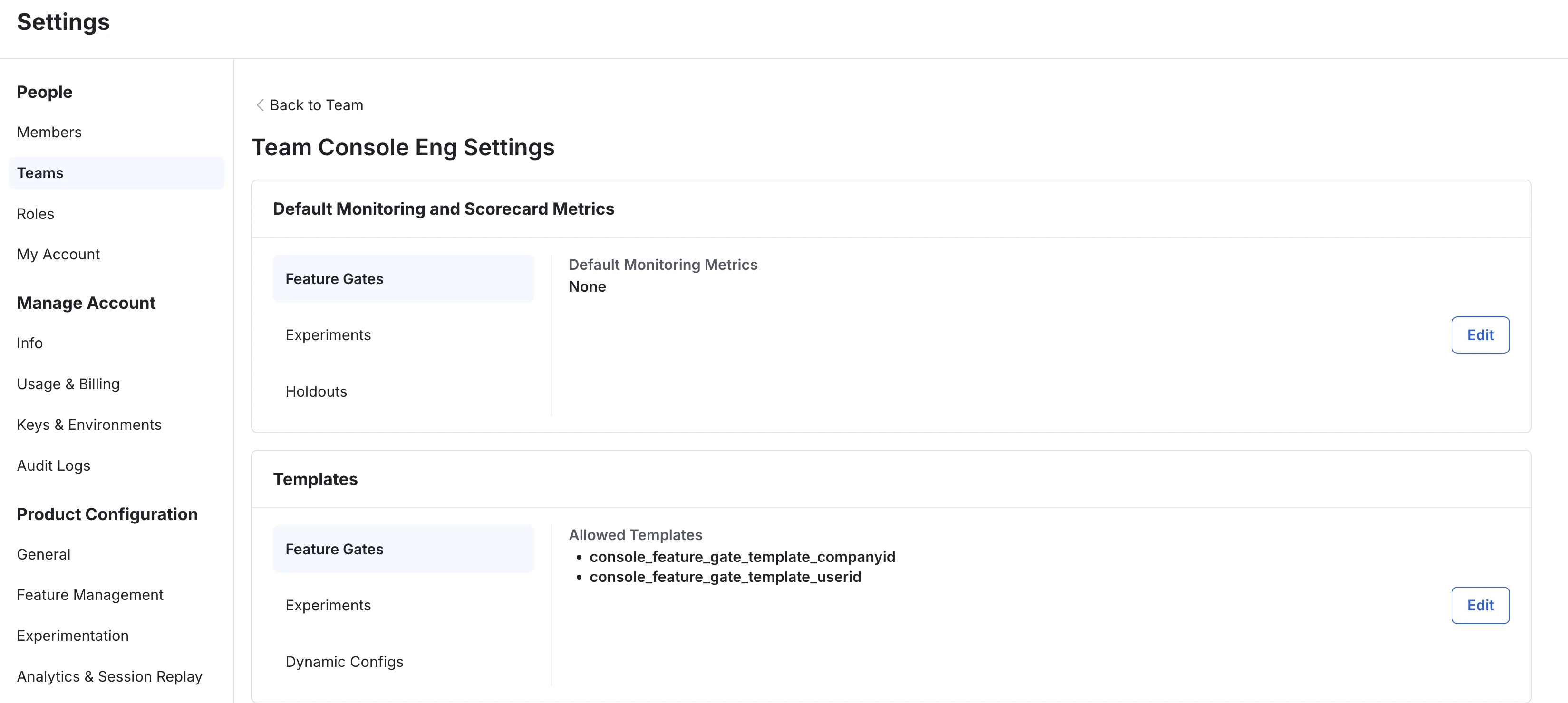 Team-level Templates Settings