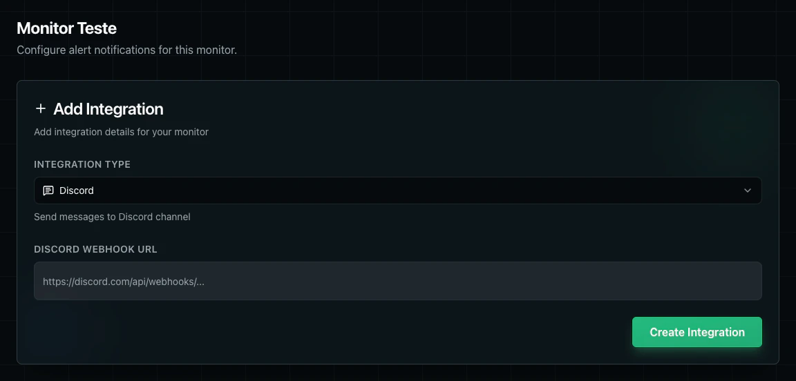 Discord integration form