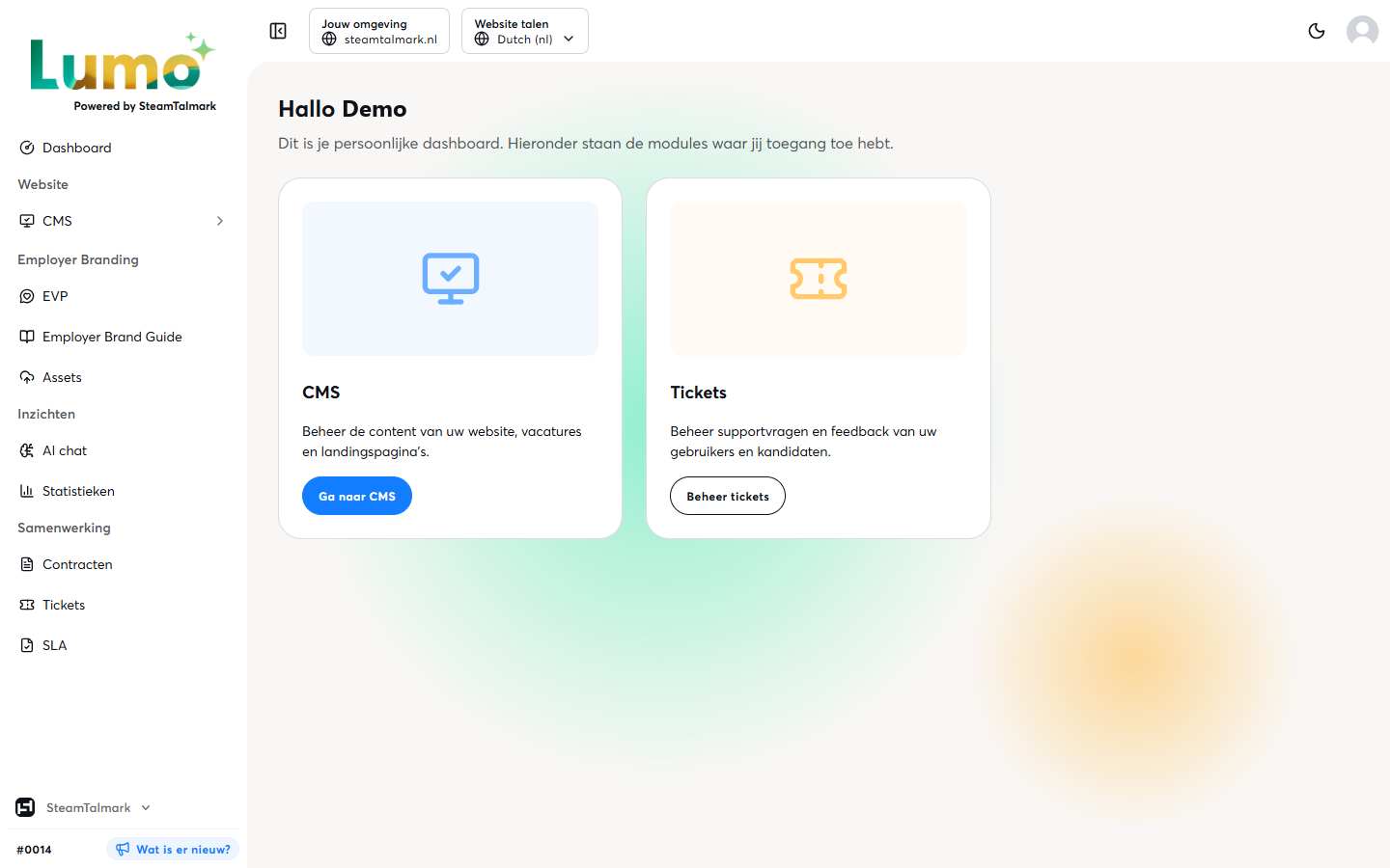 Het Lumo dashboard