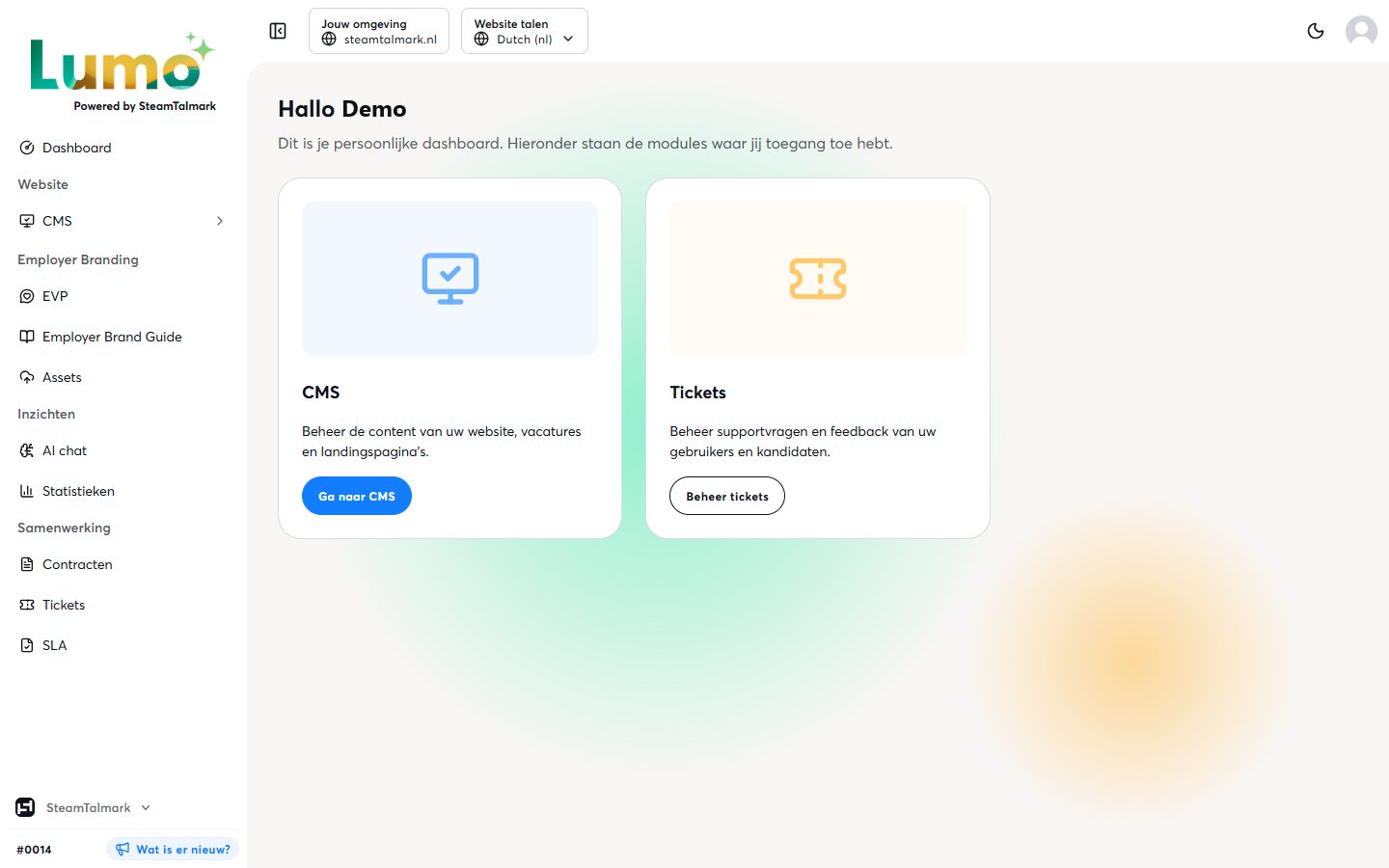 Het Lumo dashboard