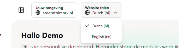Het taalmenu met Dutch en English