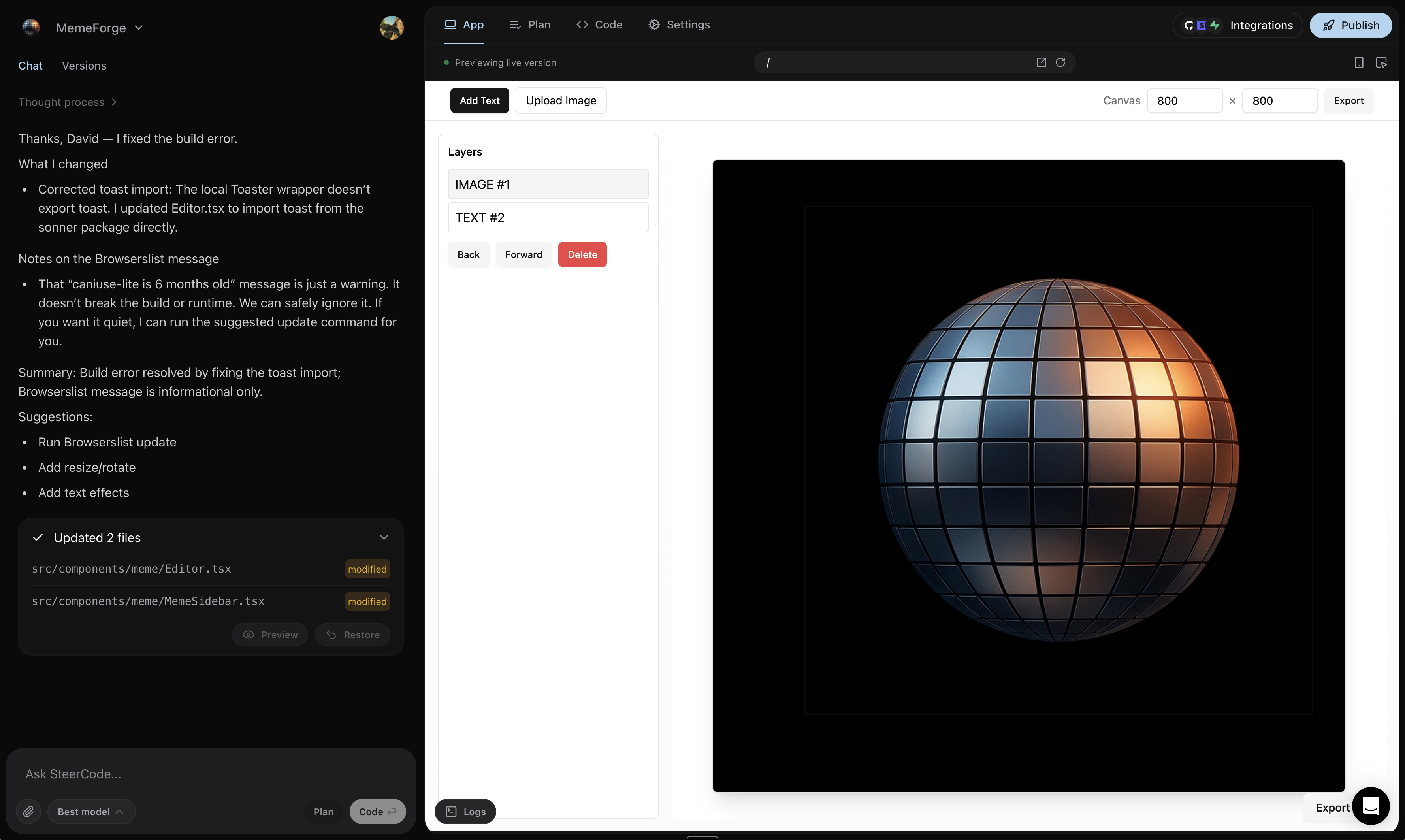 Create website in SteerCode (web)