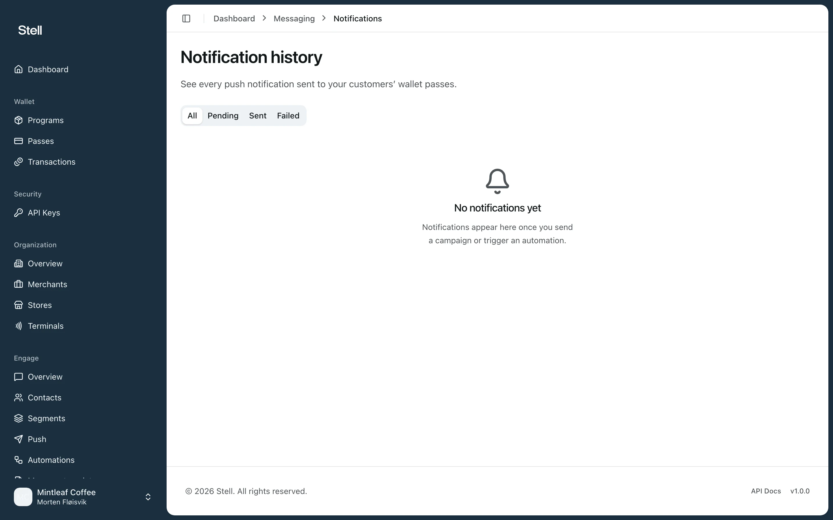 Notification history
