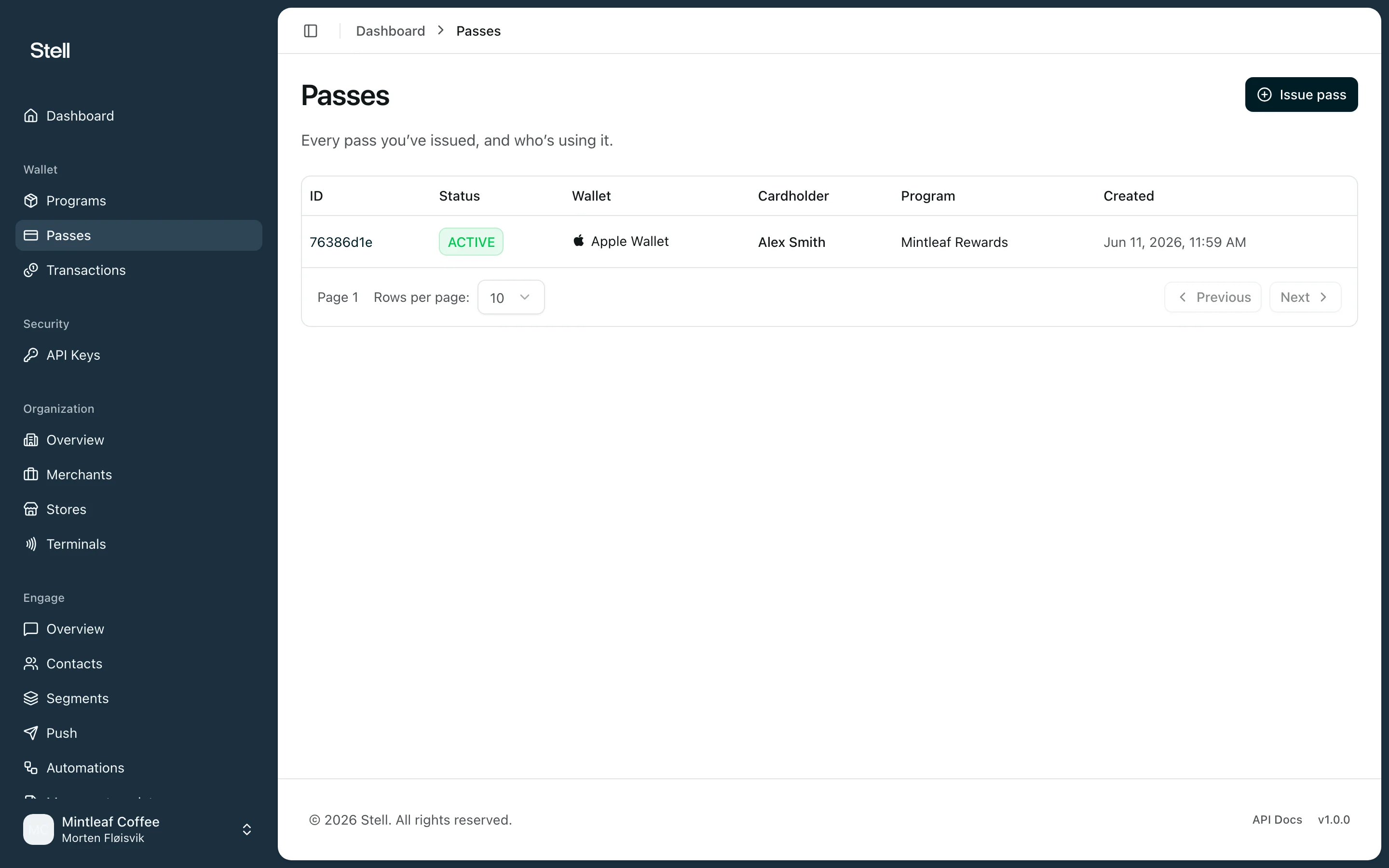 Passes list