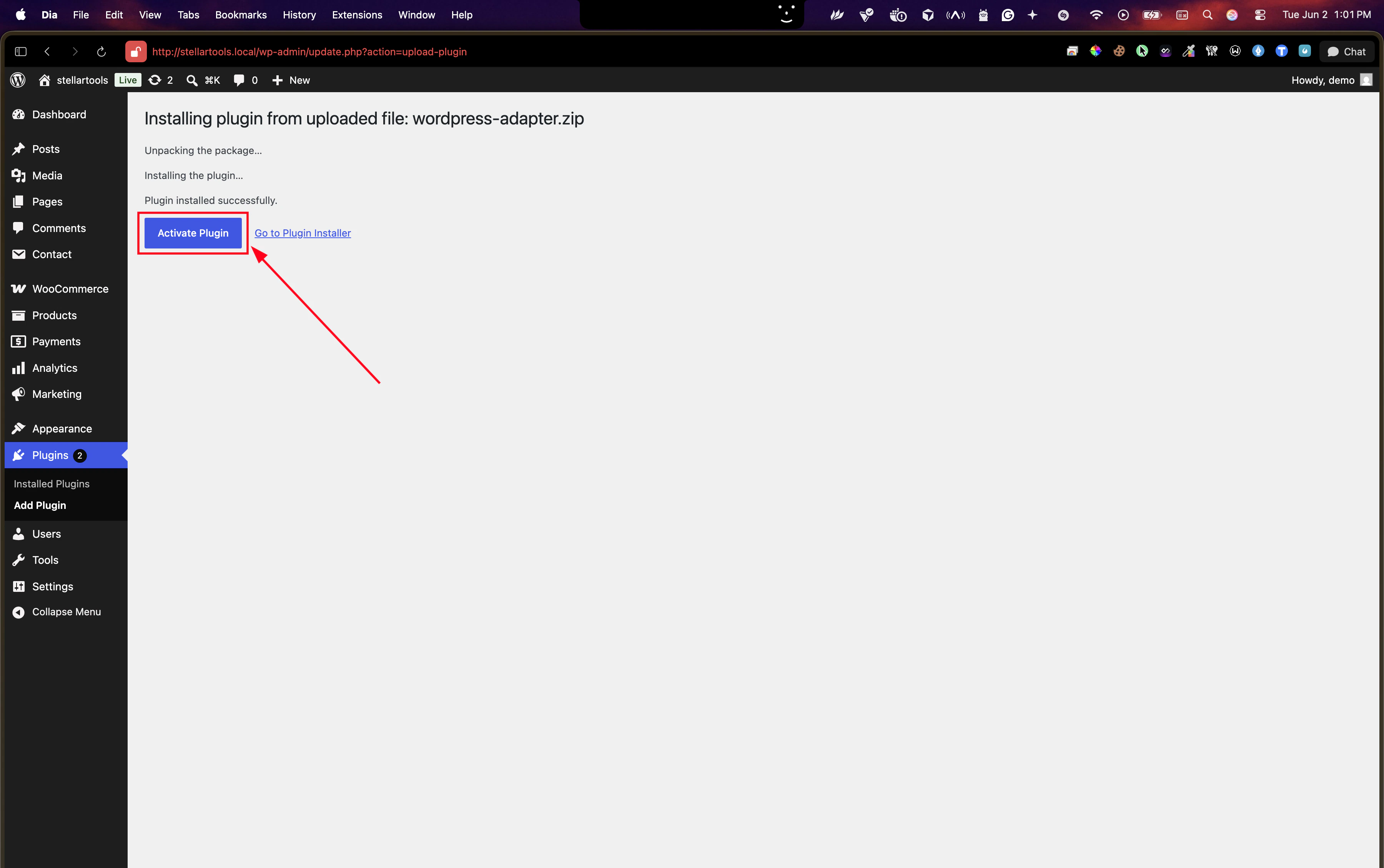Plugin installed successfully with Activate Plugin button