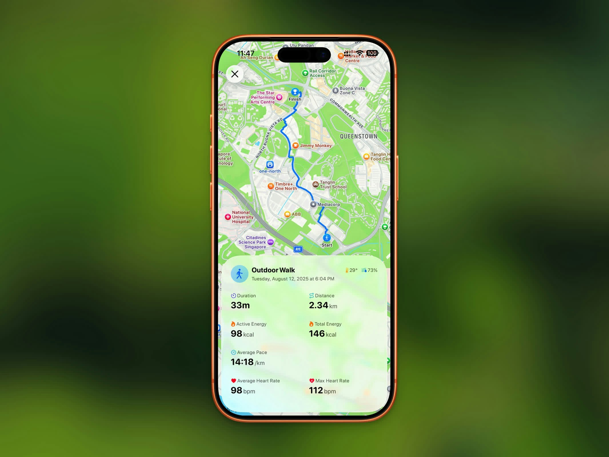 Activity detail with route map