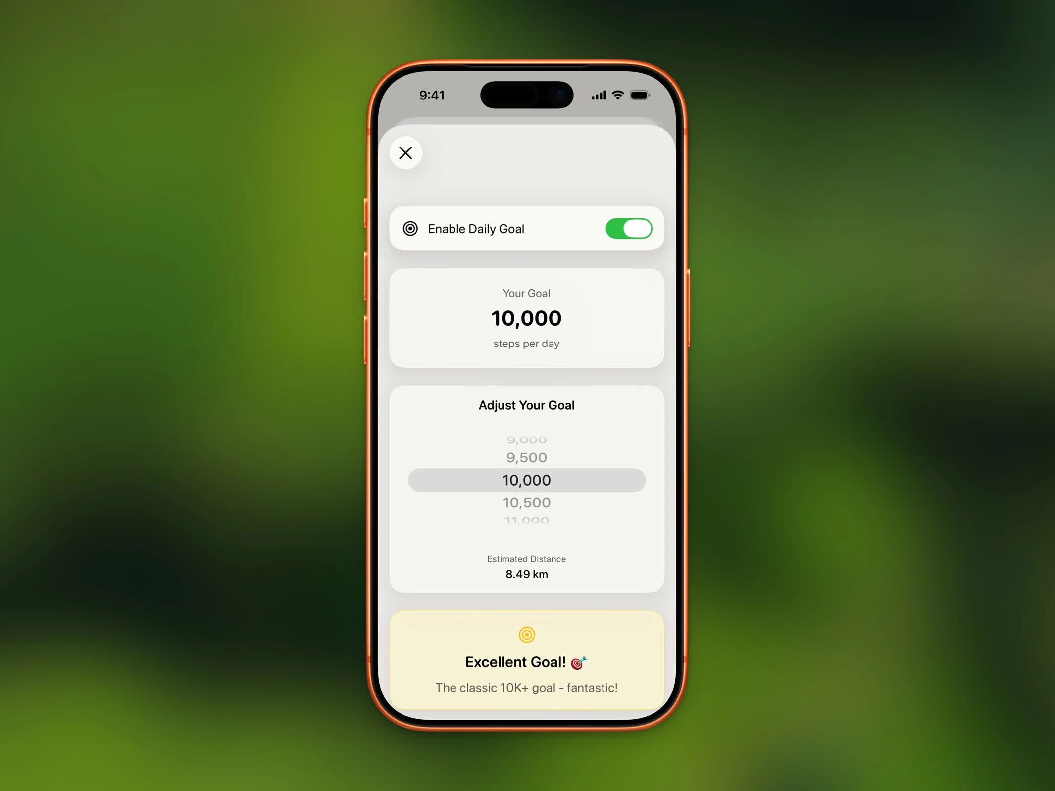 Daily goal picker screen