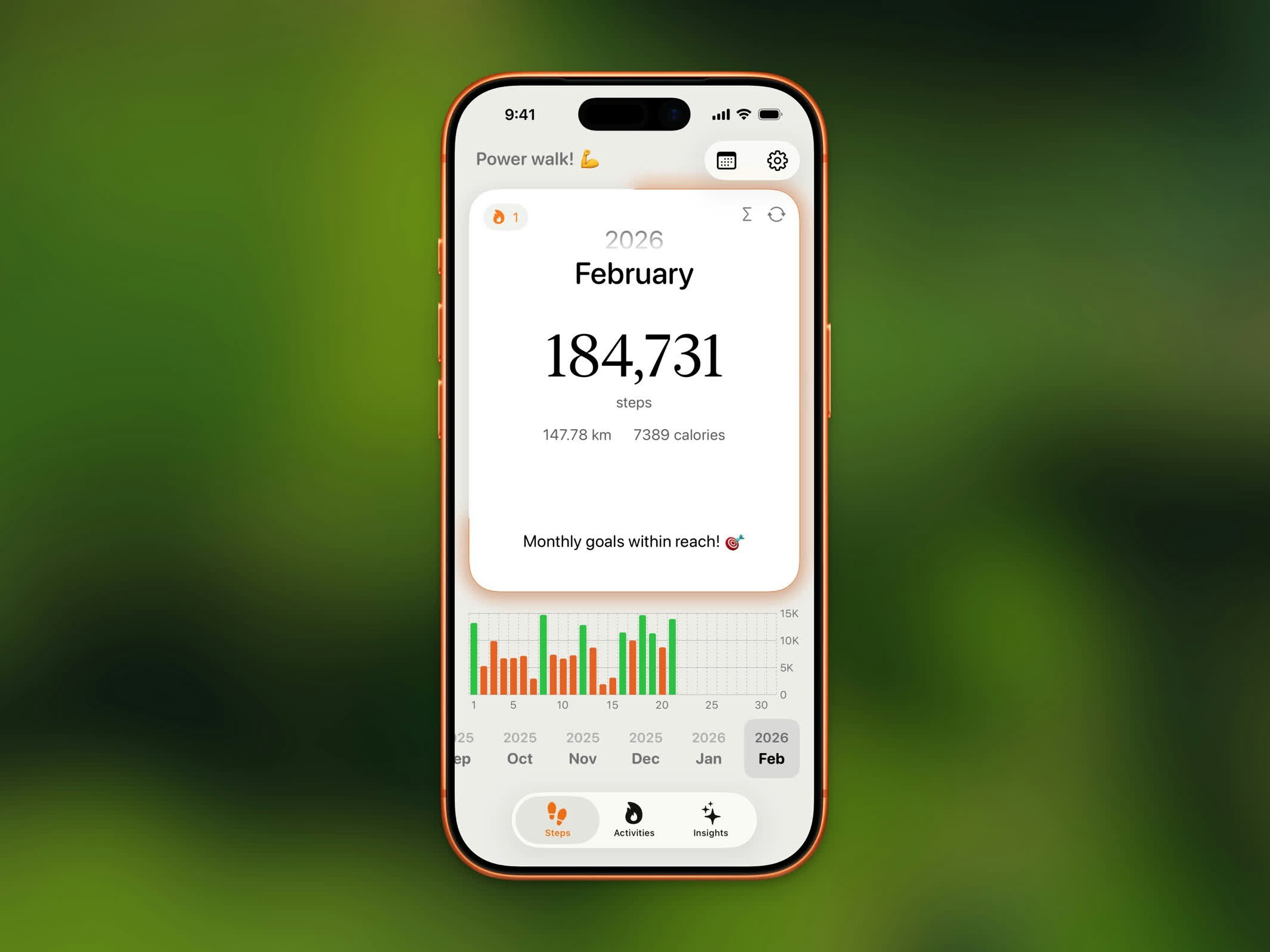 Home Dashboard step chart