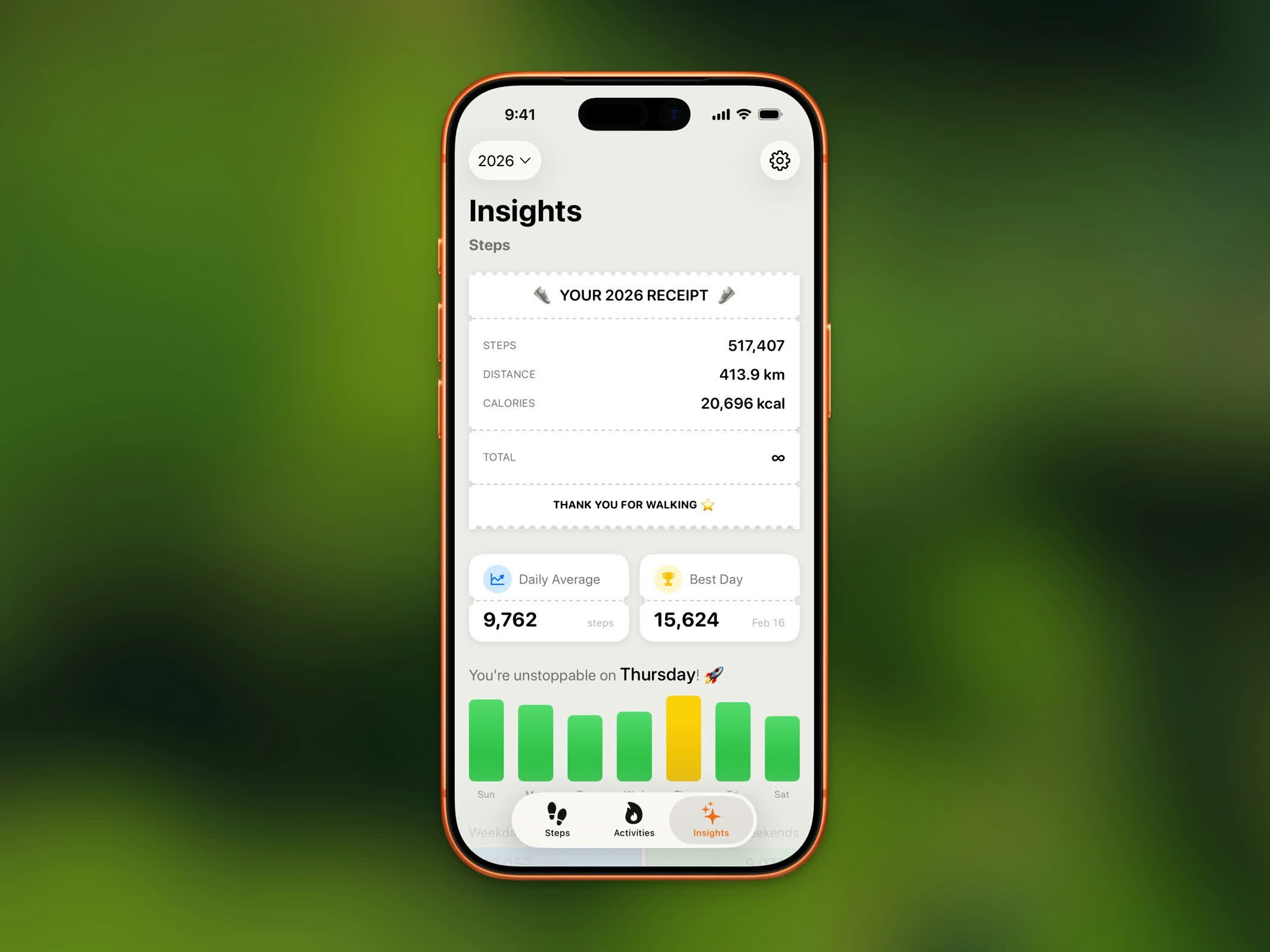 Insights yearly receipt