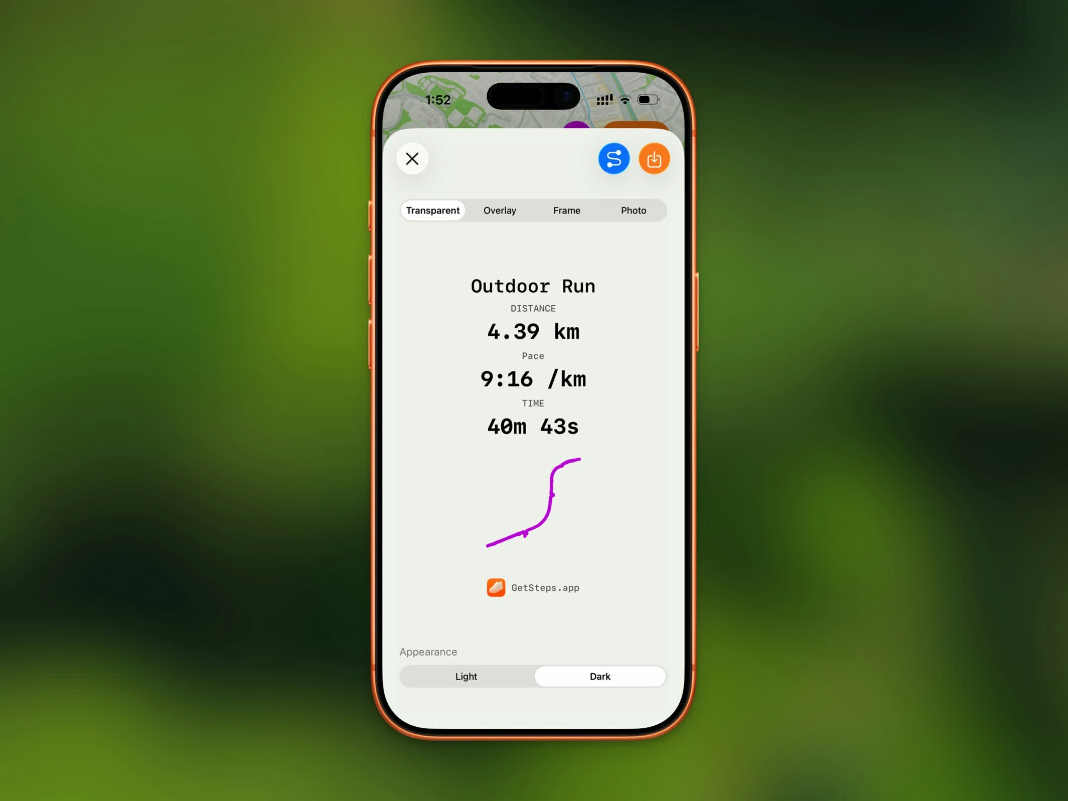 Transparent share style - stats on a transparent background