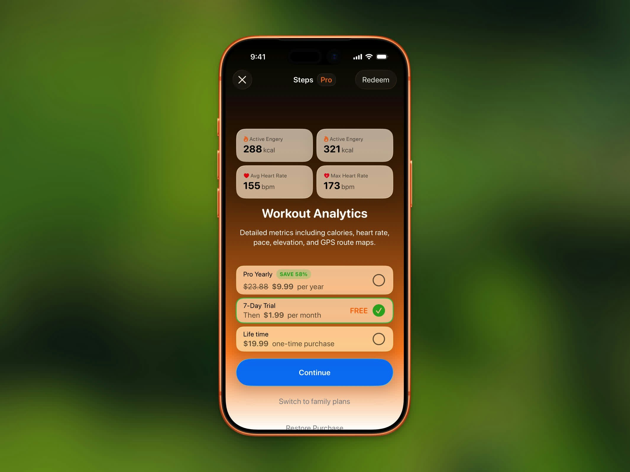Steps Pro subscription screen