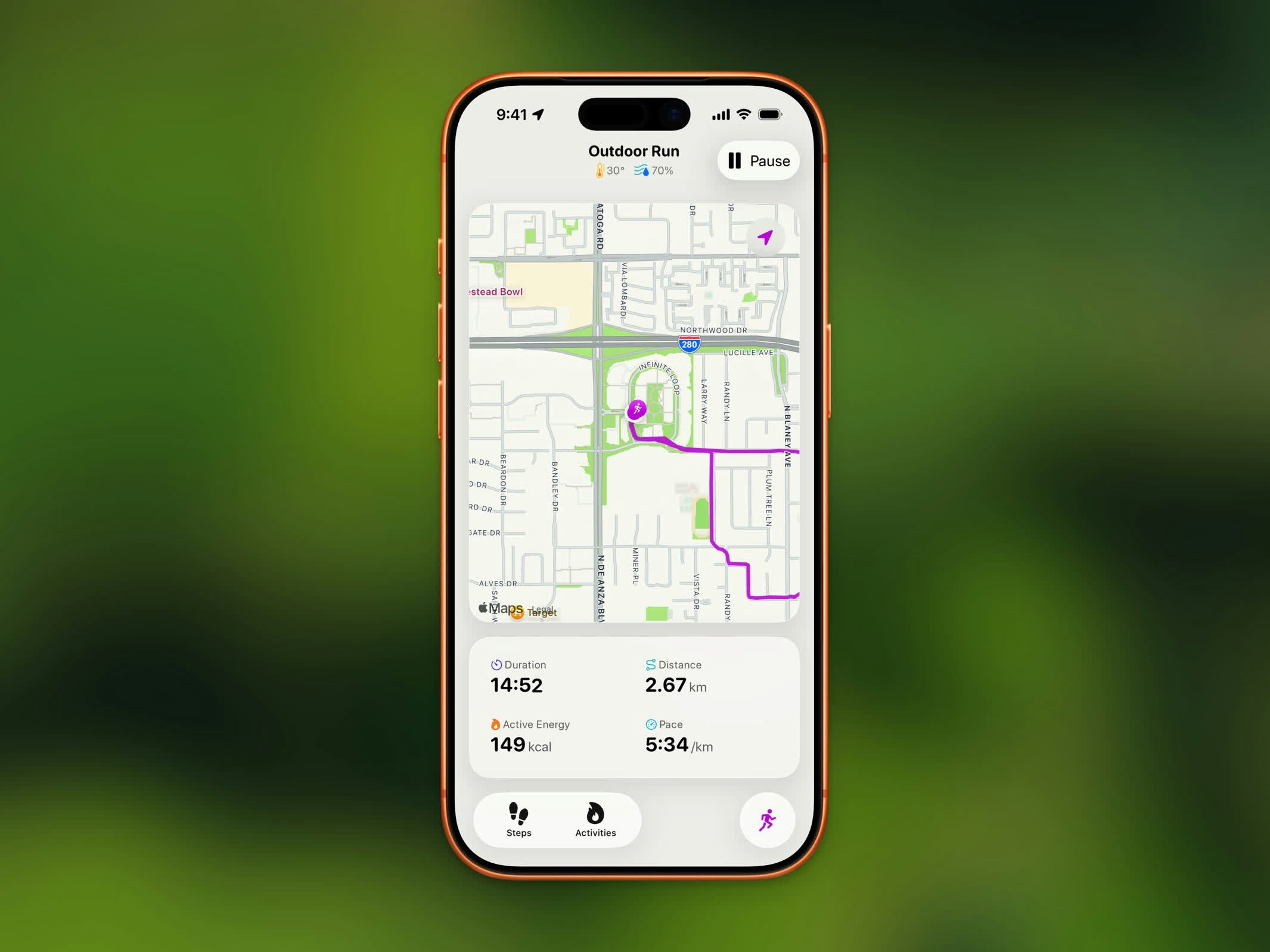 Live workout tracking screen