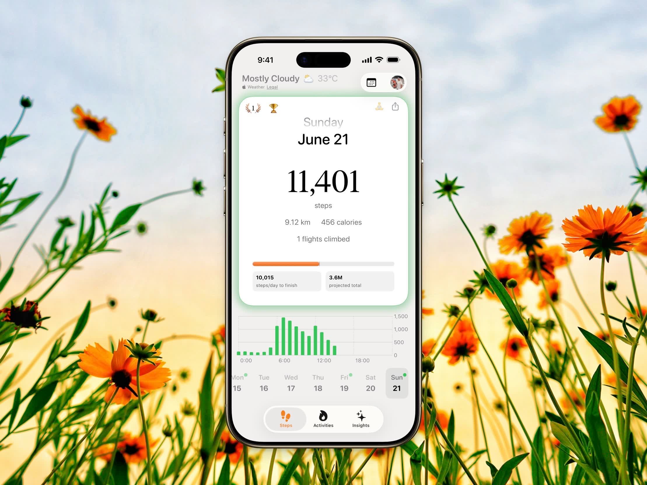 Home Dashboard step chart