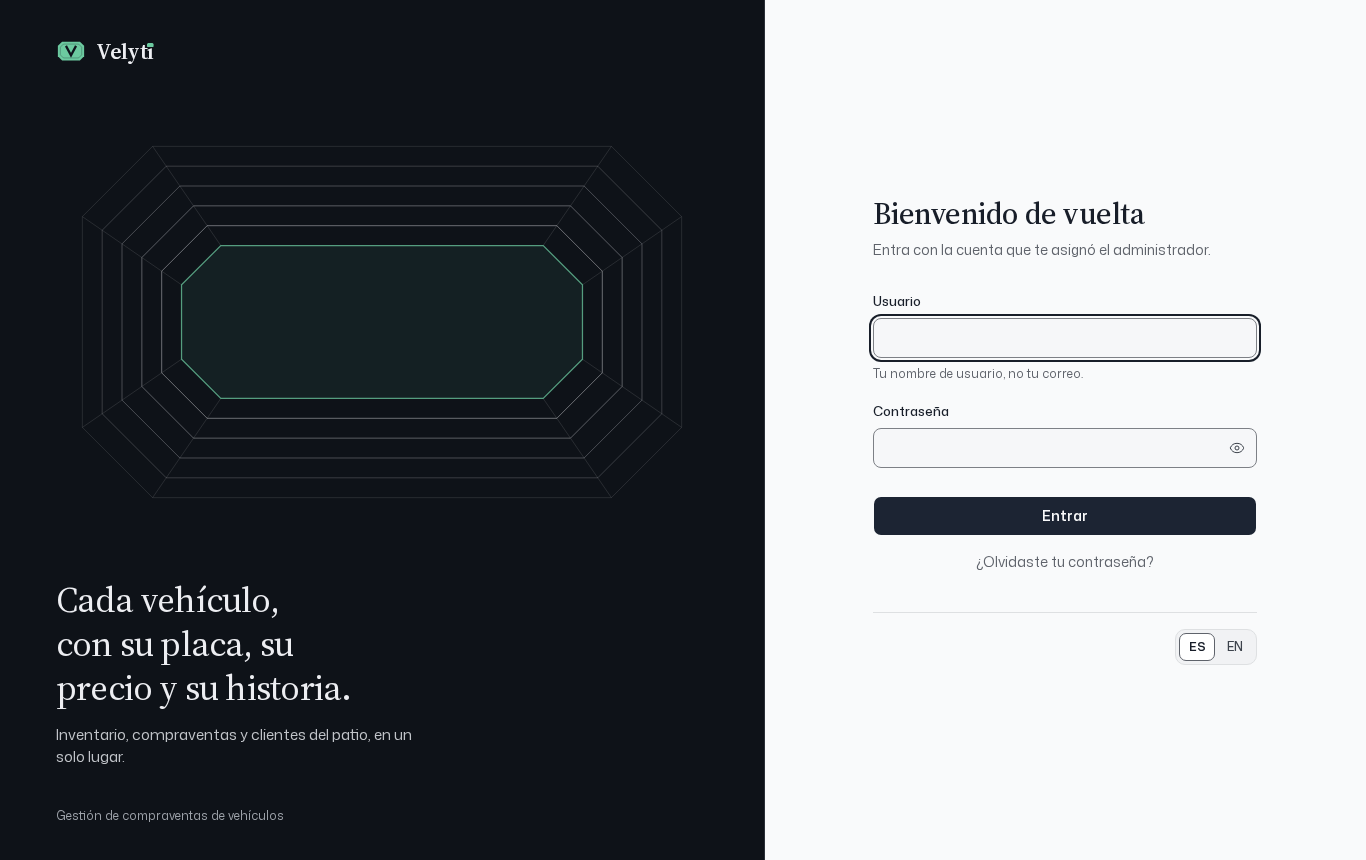 La pantalla de entrada.