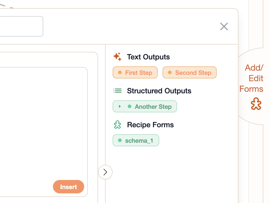 Tokens panel showing orange text tokens and green structured data tokens from upstream steps