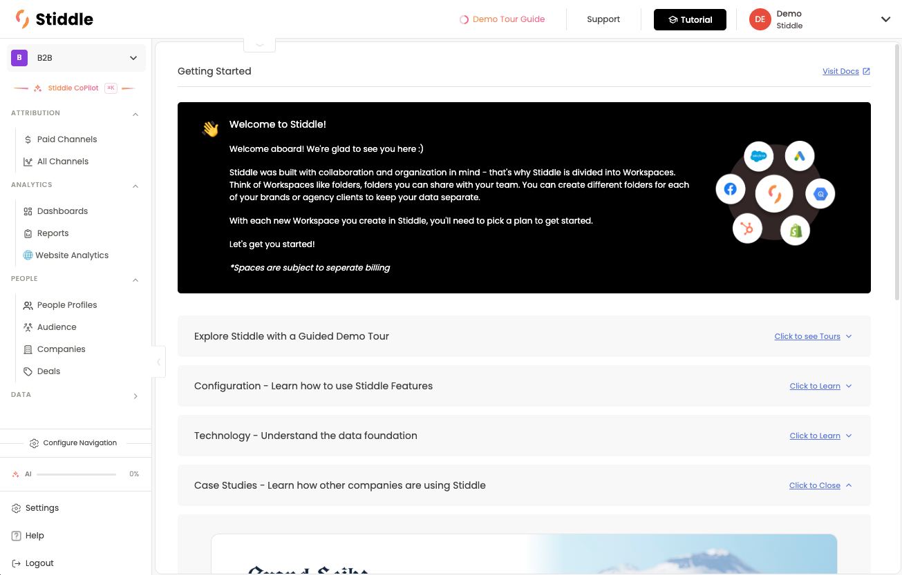 The Getting Started home page