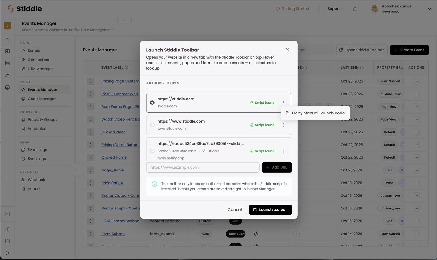 Copy Manual Launch code