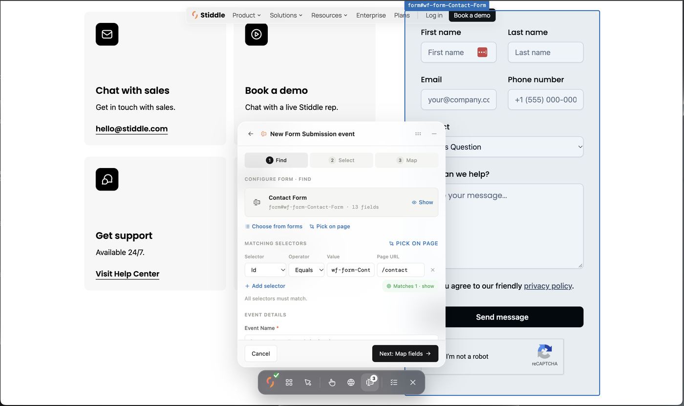 Find — form and matching selectors