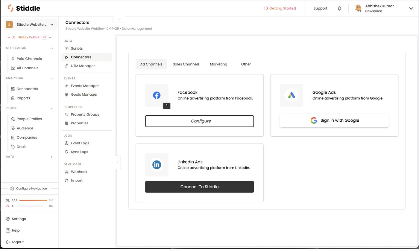 Facebook connected — Configure