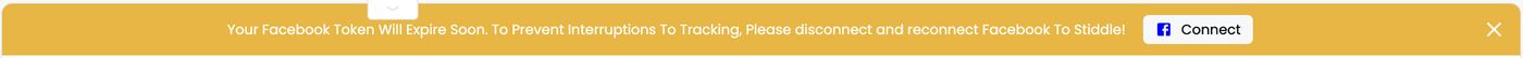 Facebook token expiry banner with Connect button