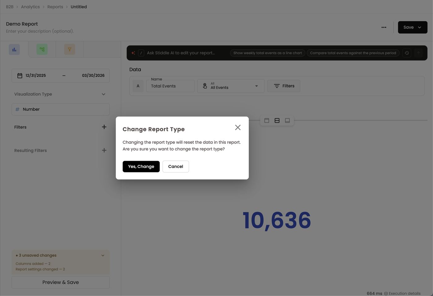 Change Report Type warning