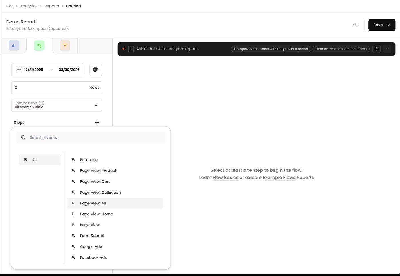 Add a step — any event or goal