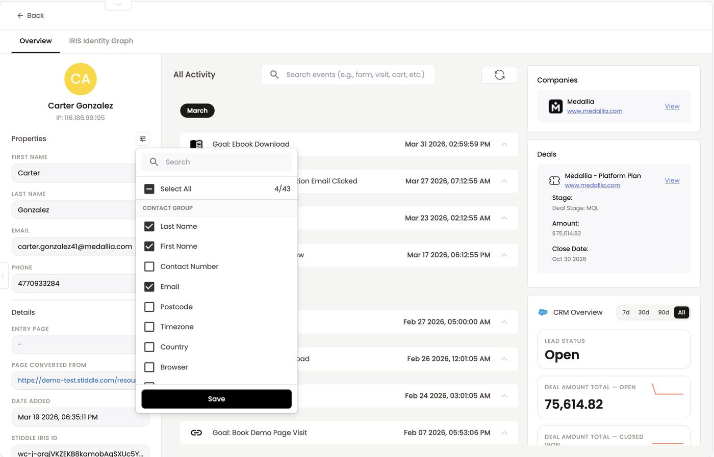 Choose which properties show on profiles