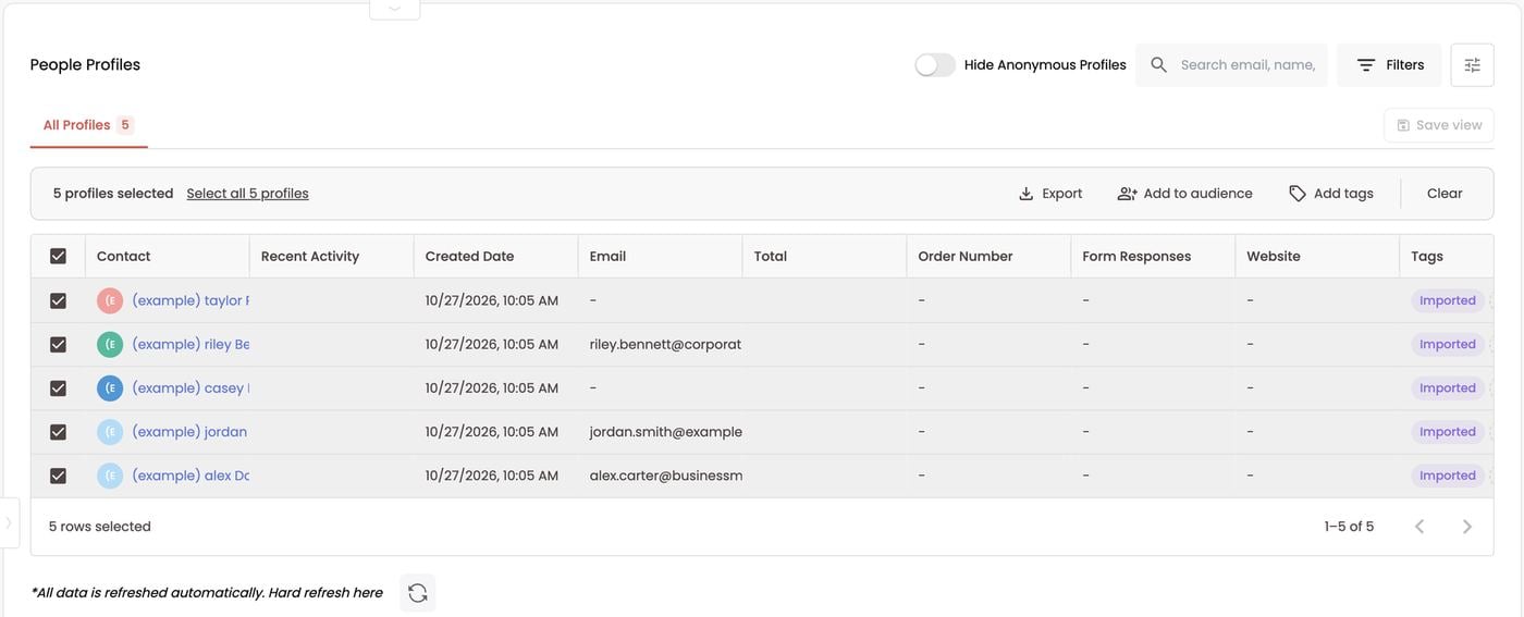 Bulk actions — Add to audience