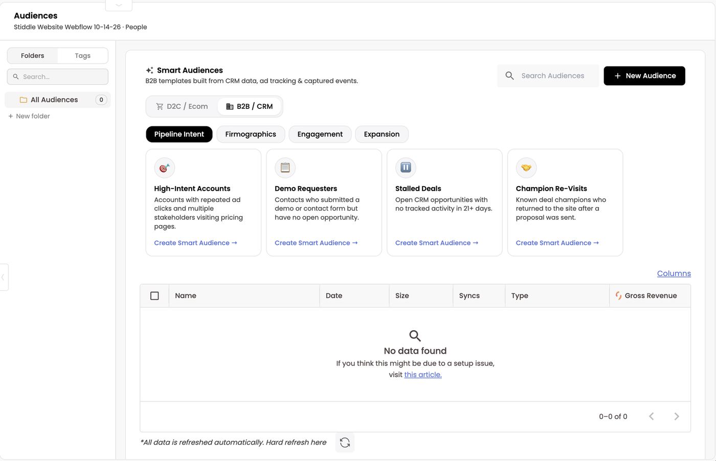 B2B / CRM Smart Audience templates