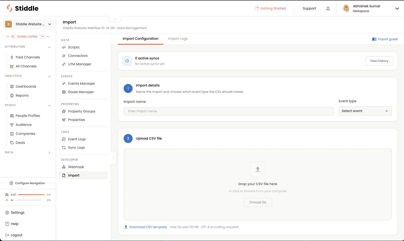 Import details and upload