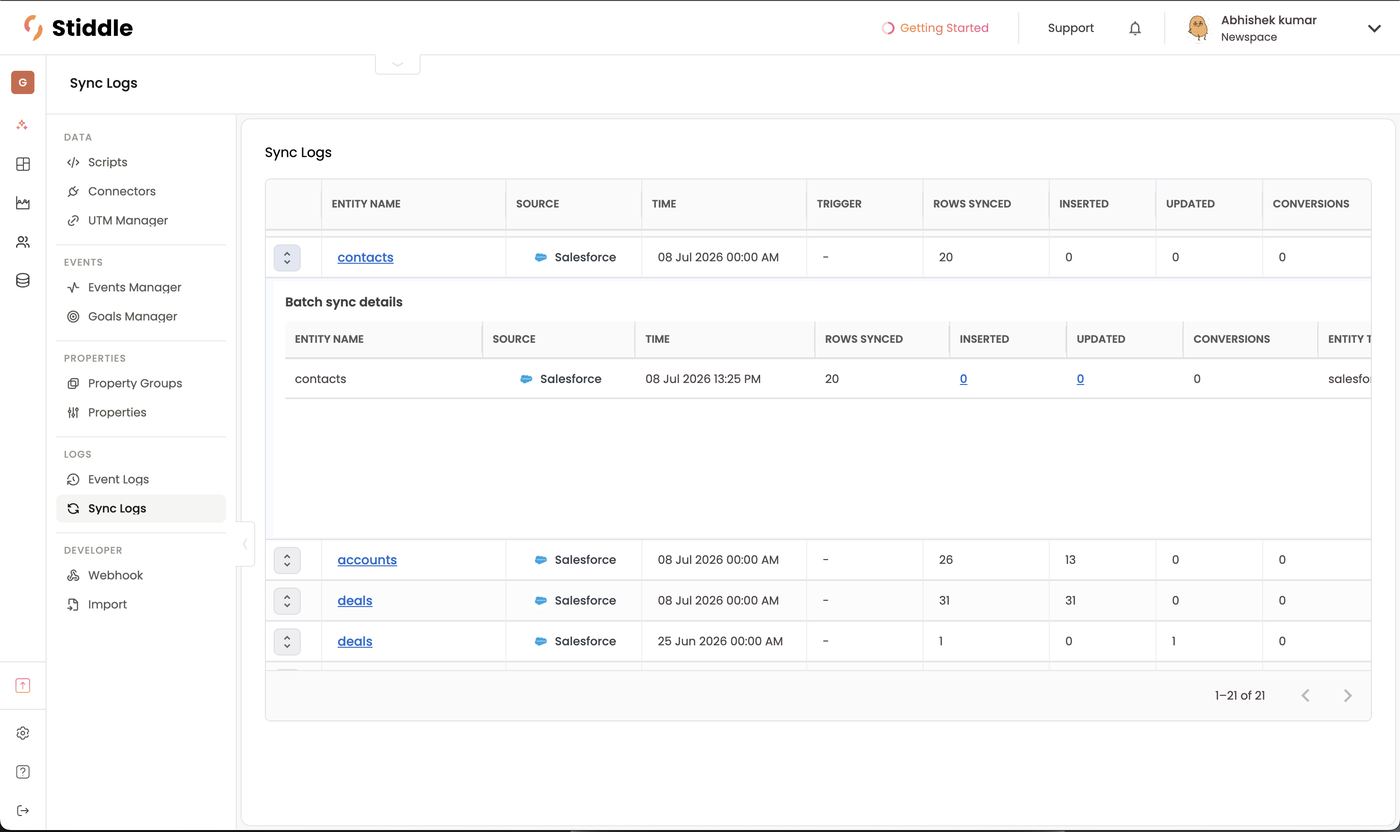 Batch sync details