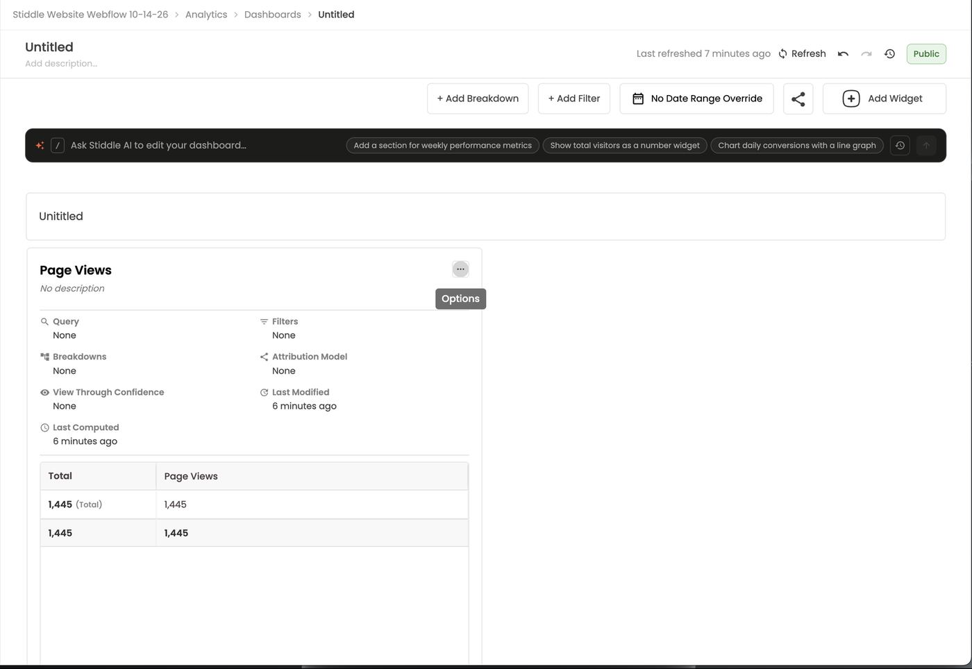View Details — filters, breakdowns, attribution model and more