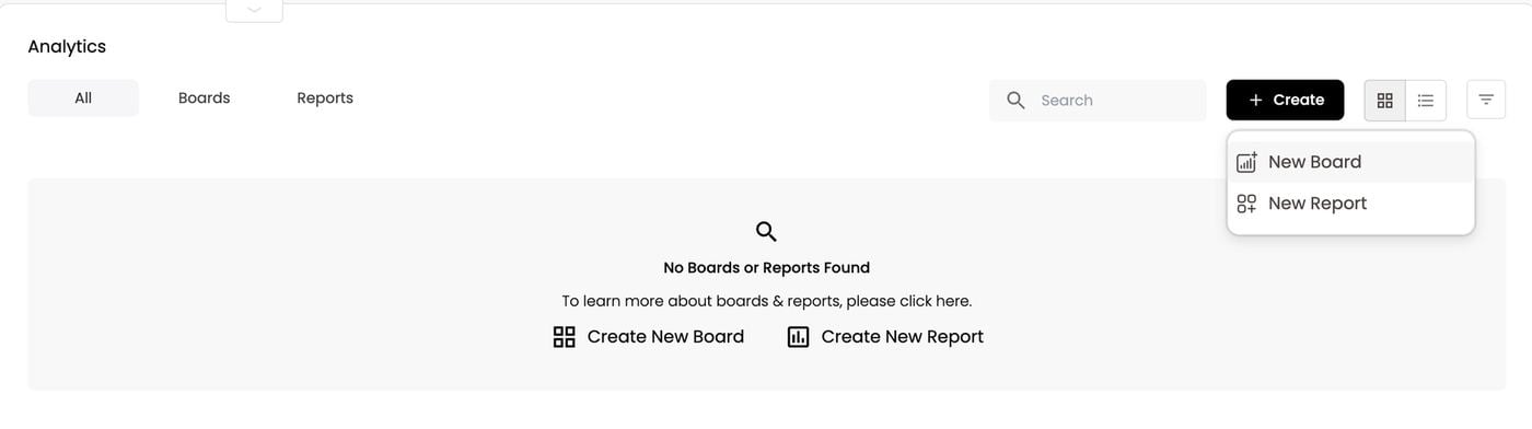 + Create — New Board or New Report