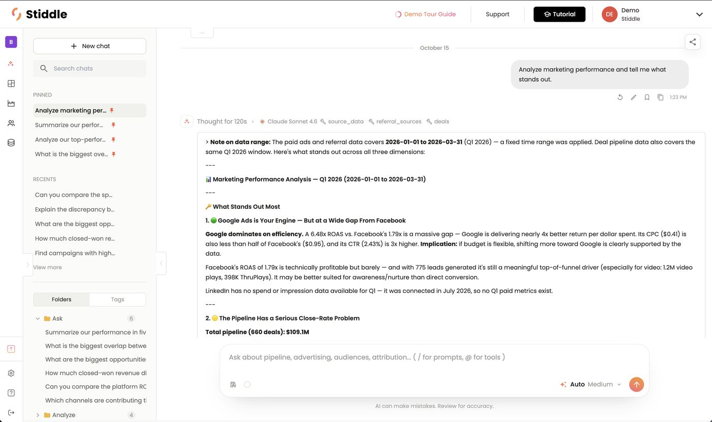 Answer header with model and tools