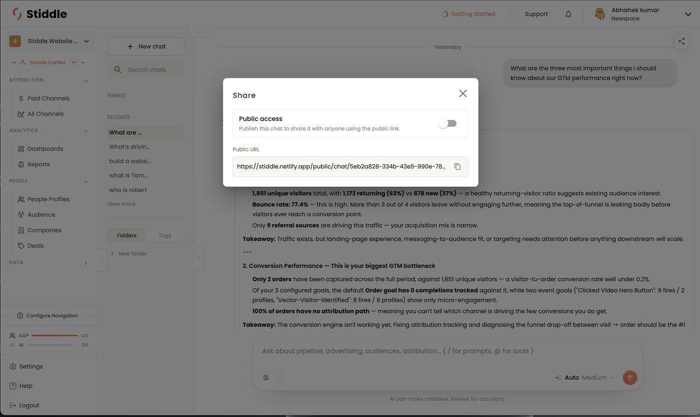 Share a chat publicly