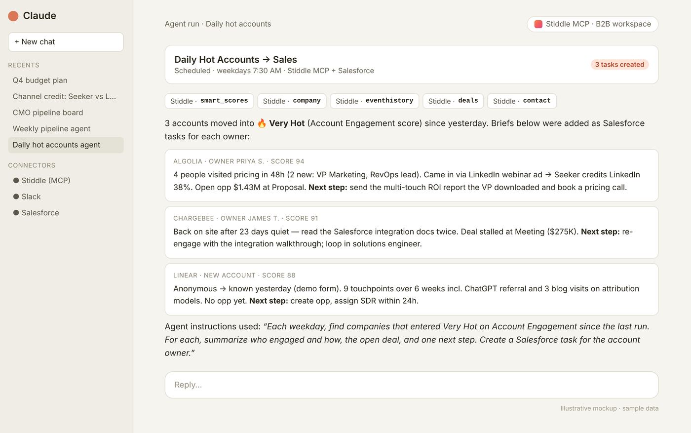 Mockup — daily hot accounts agent