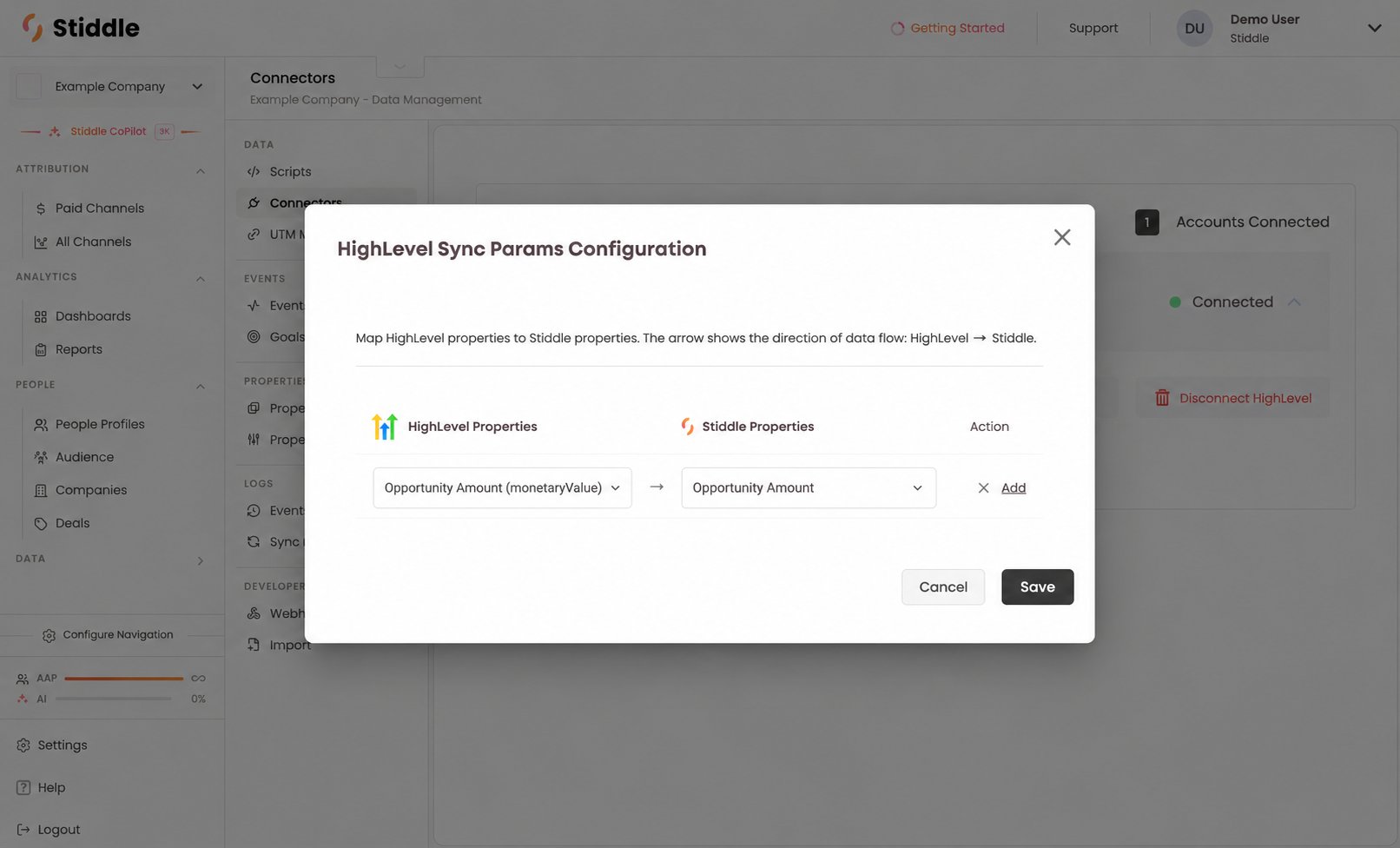 Mapping HighLevel opportunity amount to a Stiddle property