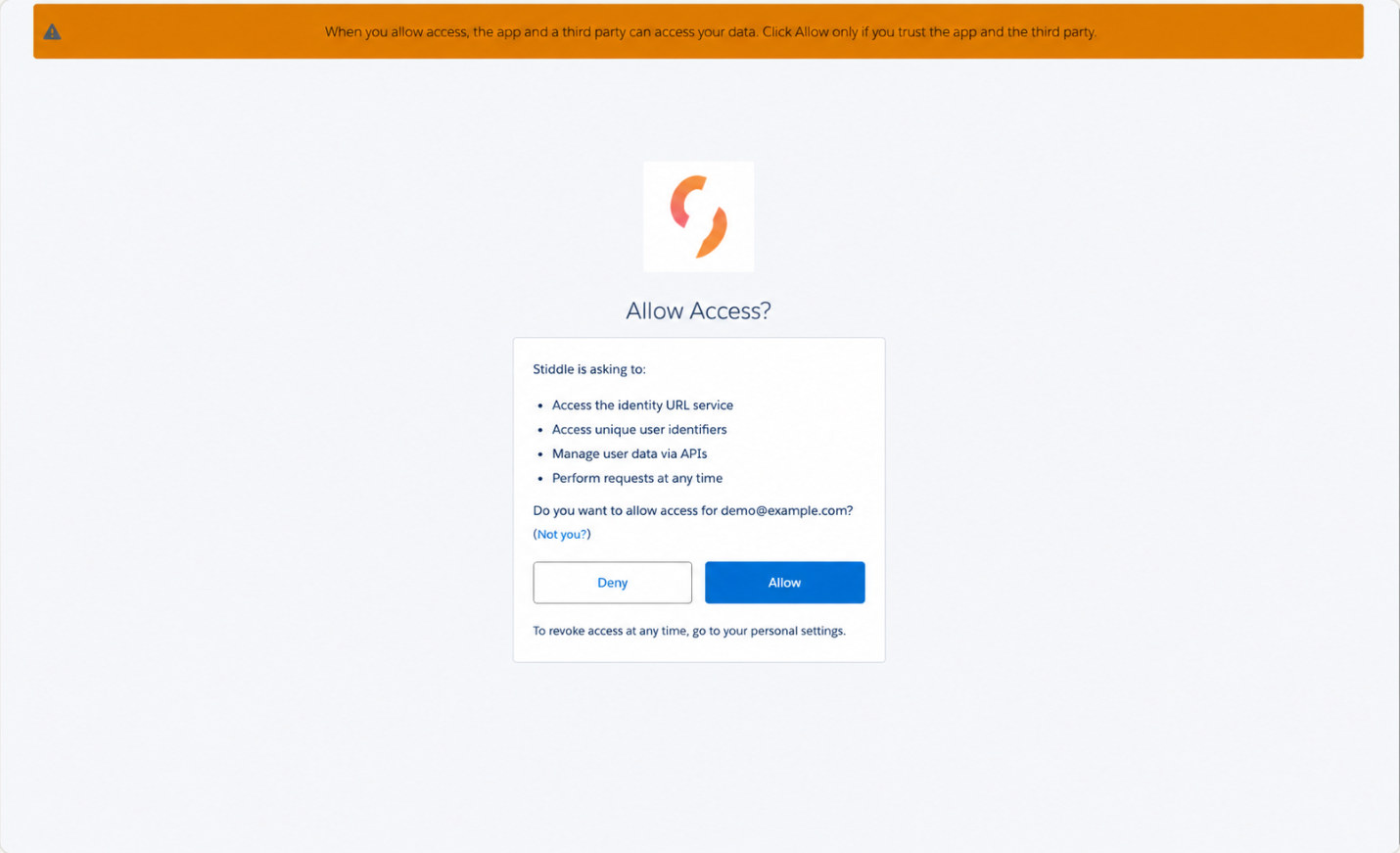 Review the Salesforce authorization request and select Allow