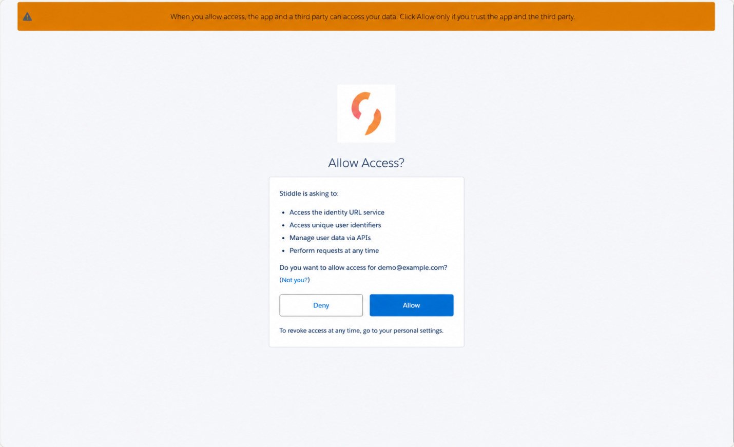 Review the Salesforce authorization request and select Allow