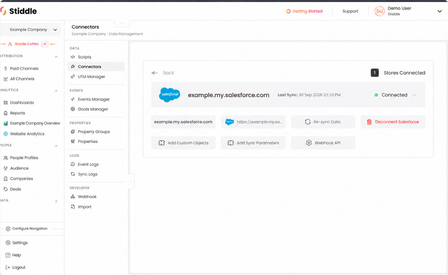 Review the connected Salesforce organization and configuration controls