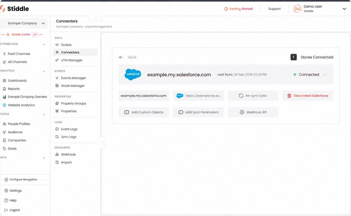Review the connected Salesforce organization and configuration controls